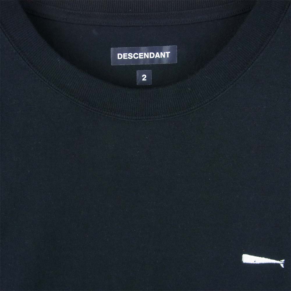 DESCENDANT ディセンダント CACHALOT 刺繍 半袖 Tシャツ コットン 日本製 ブラック系 2【中古】
