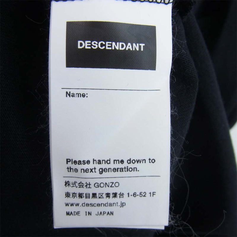 DESCENDANT ディセンダント CACHALOT 刺繍 半袖 Tシャツ コットン 日本製 ブラック系 2【中古】