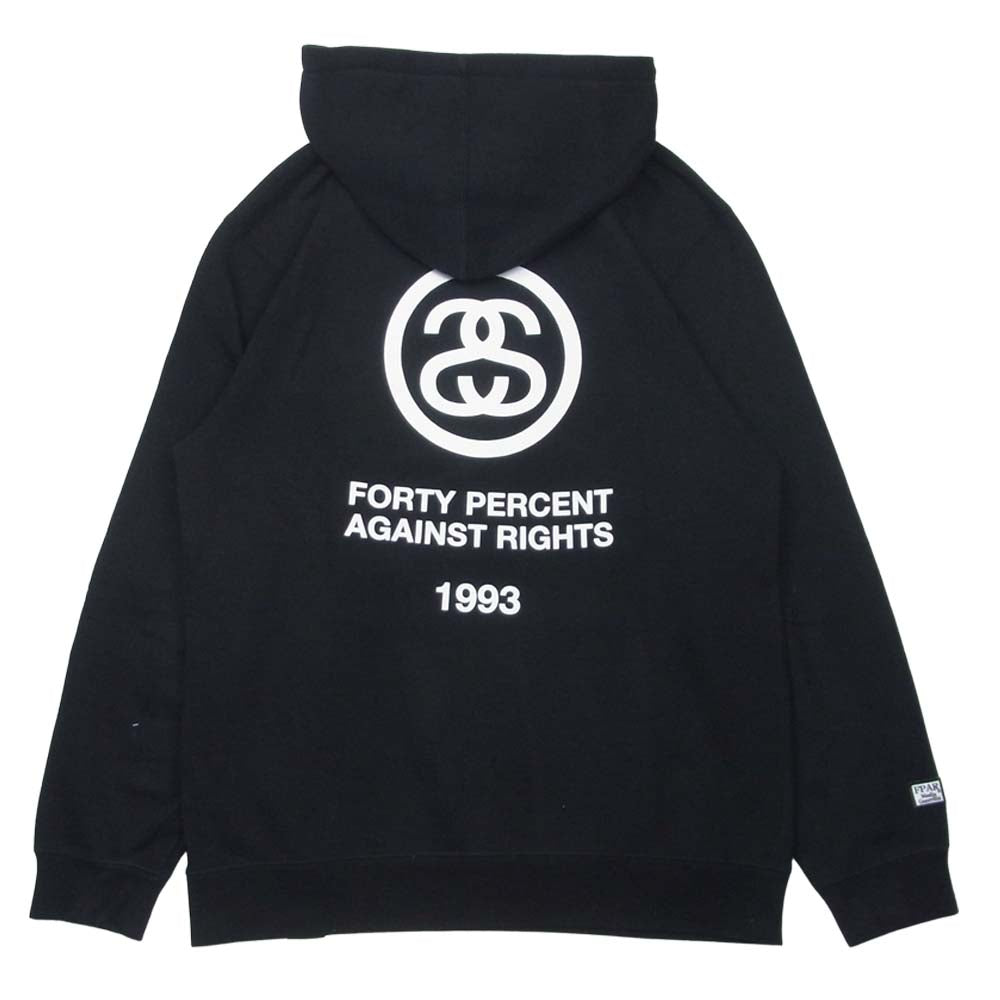 STUSSY ステューシー FORTY PERCENT AGAINST RIGHTS FPAR フォーティー パーセント アゲインスト ライツ プルオーバー パーカー ブラック系 L【中古】
