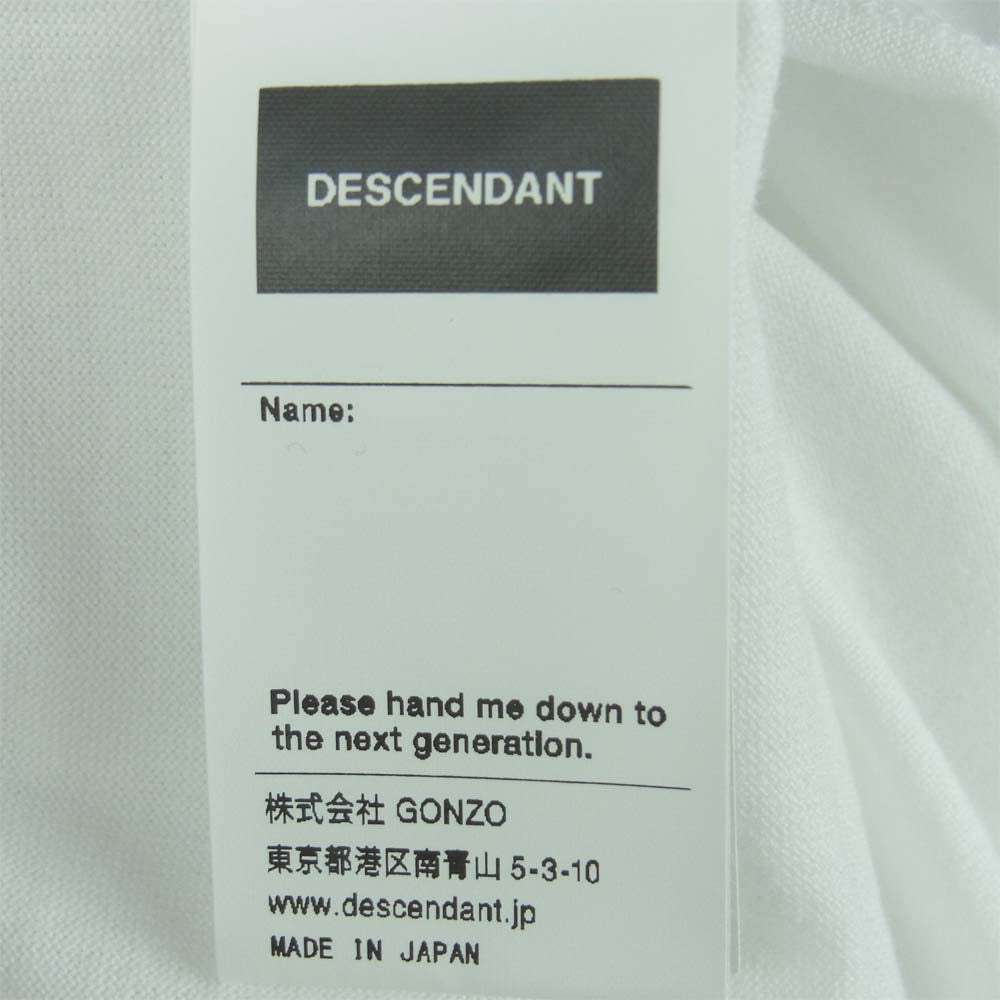 DESCENDANT ディセンダント 212ATDS-CSM19 CACHALOT STRIP SS 刺繍 半袖 Tシャツ コットン 日本製 ホワイト系 2【新古品】【未使用】【中古】