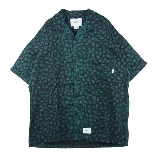 WTAPS ダブルタップス 21SS 211TQDT-SHM05 NIGHT VISION / SS ナイトビジョン レオパード 開襟 オープンカラー 半袖 シャツ 青緑系 03【美品】【中古】