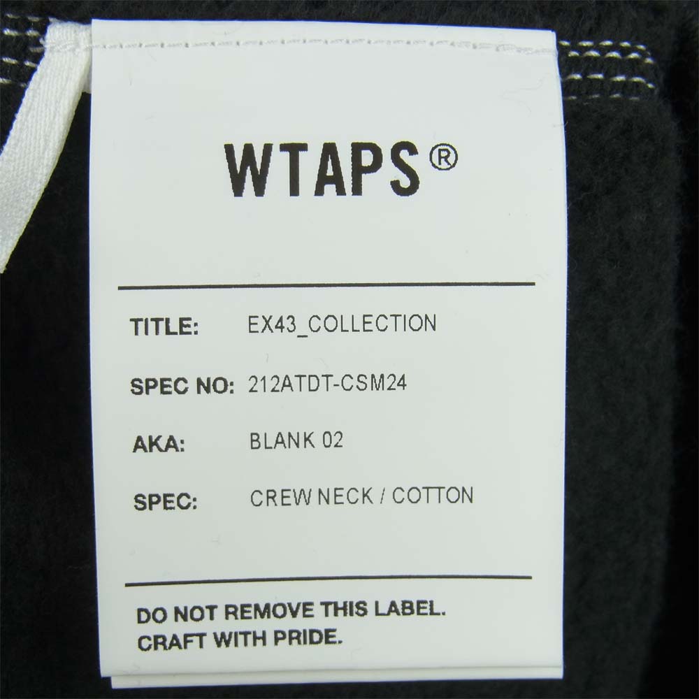 WTAPS ダブルタップス 21AW 212ATDT-CSM24 BLANK 02 / CREW NECK ブランク スウェット トレーナー クルーネック ダークグレー系 02【美品】【中古】