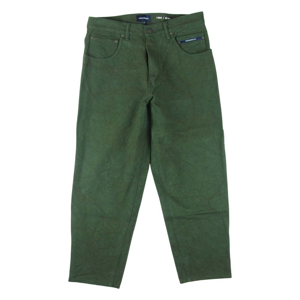 DESCENDANT ディセンダント 1995 Wide ワッシャー加工 ワイド トラウザー パンツ コットン グリーン系 3【中古】
