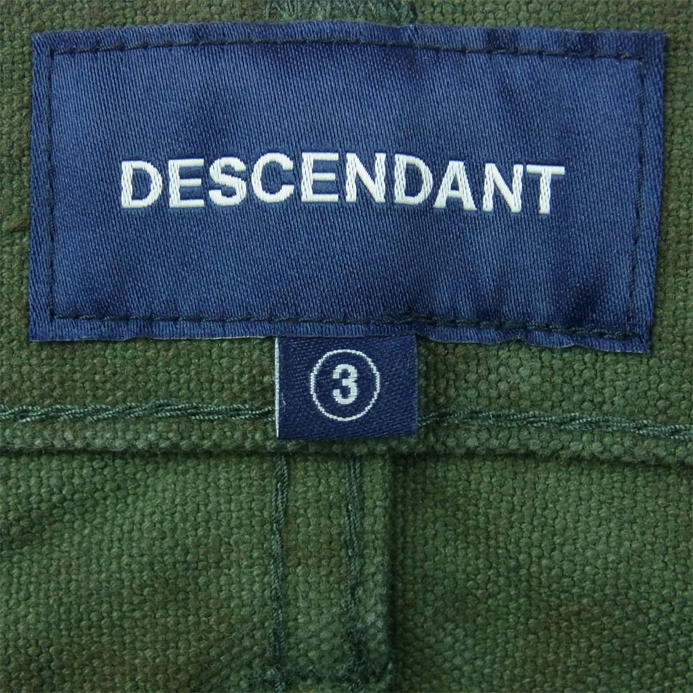 DESCENDANT ディセンダント 1995 Wide ワッシャー加工 ワイド トラウザー パンツ コットン グリーン系 3【中古】