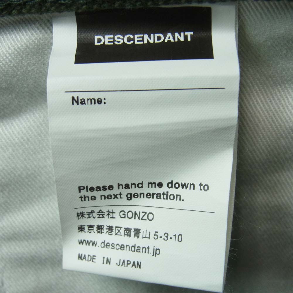 DESCENDANT ディセンダント 1995 Wide ワッシャー加工 ワイド トラウザー パンツ コットン グリーン系 3【中古】