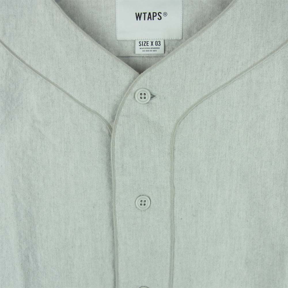 WTAPS ダブルタップス 21SS 211TQDT-SHM06 LEAGUE / SS リーグ 半袖 ベースボール シャツ ライトグレー系 03【美品】【中古】