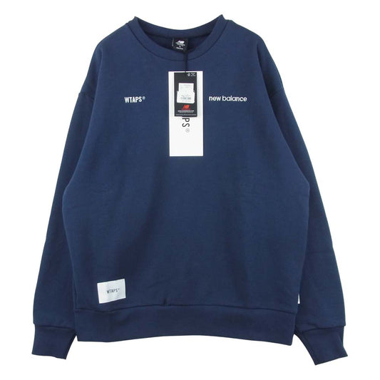 WTAPS ダブルタップス 21SS 211NBNBD-CSM03S New Balance ニューバランス ACADEMY CREW NECK アカデミー スウェット トレーナー クルーネック ネイビー系 L【美品】【中古】