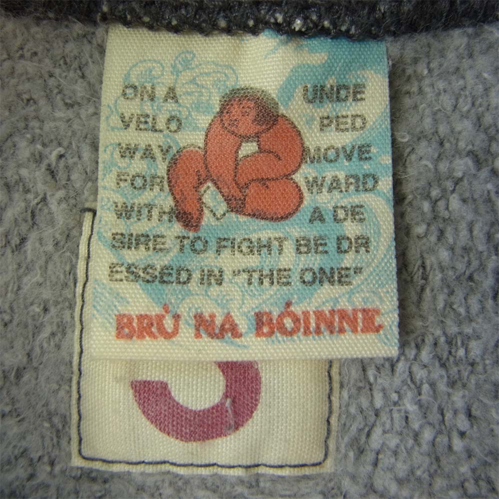 BRU NA BOINNE ブルーナボイン USED加工 ラグランスリーブ スウェット トレーナー グレー系 S【中古】