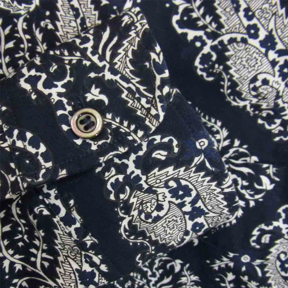A.P.C. アーペーセー 24166-1-75801 バンダナ ペイズリー 総柄 長袖 シャツ ネイビー系 S【美品】【中古】