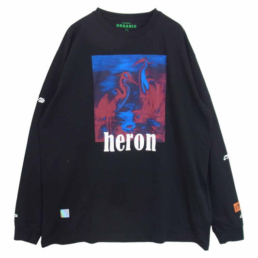 ヘロンプレストン 国内正規品 イーストランド HMAB002S19600038 クルーネック プリント 長袖 Tシャツ ブラック系 L【美品】【中古】