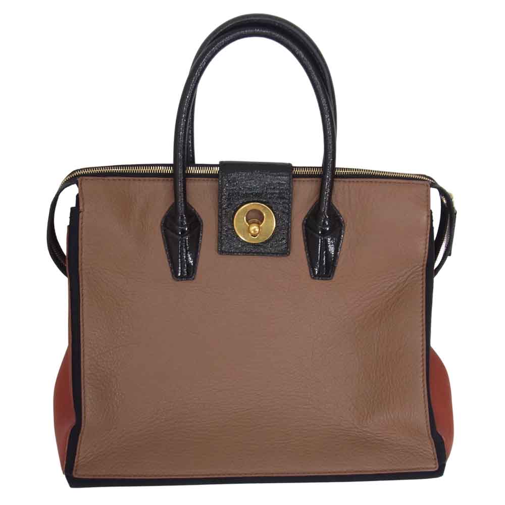 イヴサンローラン 274766 527066 YSL ミューズ ジップ レザー トート バッグ ブラウン系【中古】