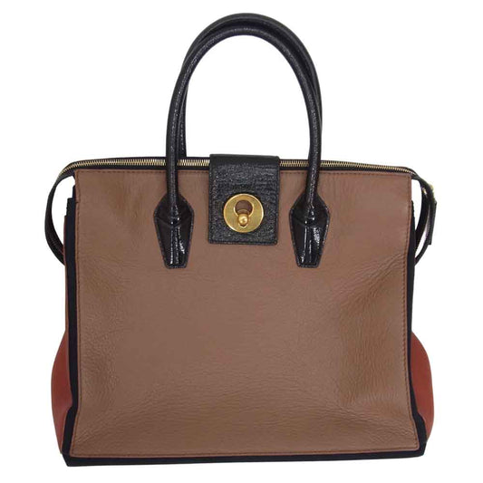 イヴサンローラン 274766 527066 YSL ミューズ ジップ レザー トート バッグ ブラウン系【中古】