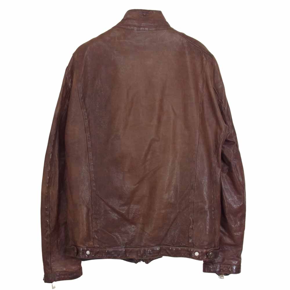 GIORGIO BRATO ジョルジオブラット 国内正規品 イタリア製 シープスキン シワ加工 レザー ジャケット ブラウン系 50【中古】