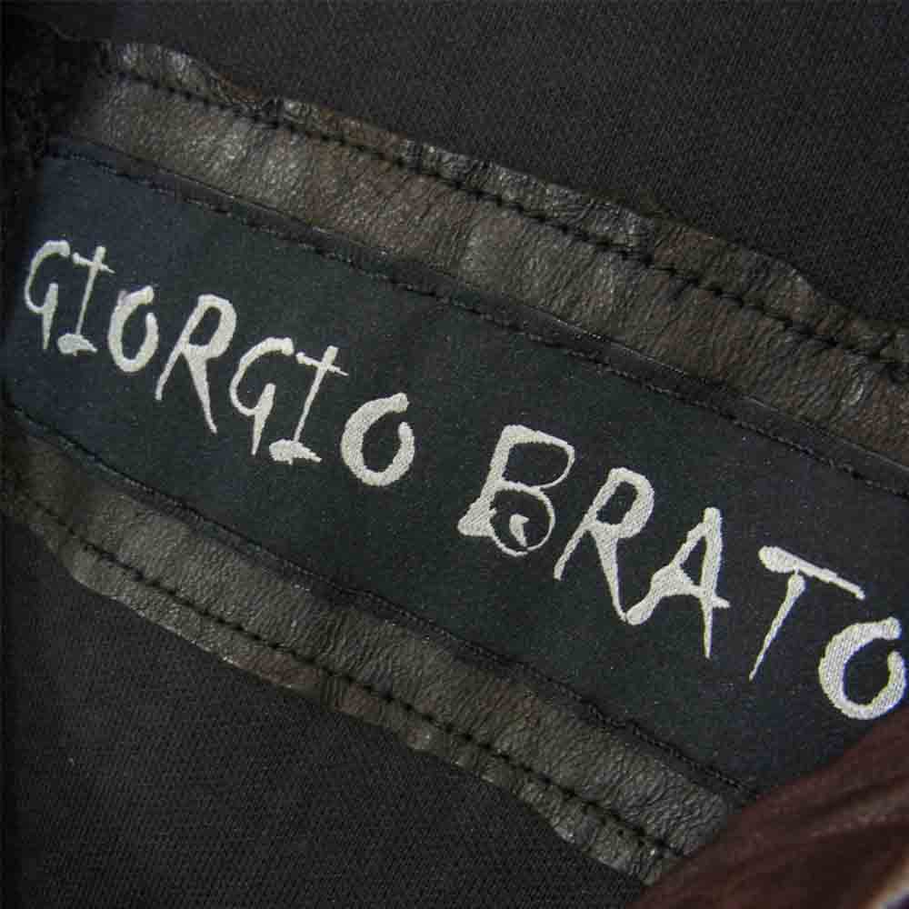 GIORGIO BRATO ジョルジオブラット 国内正規品 イタリア製 シープスキン シワ加工 レザー ジャケット ブラウン系 50【中古】