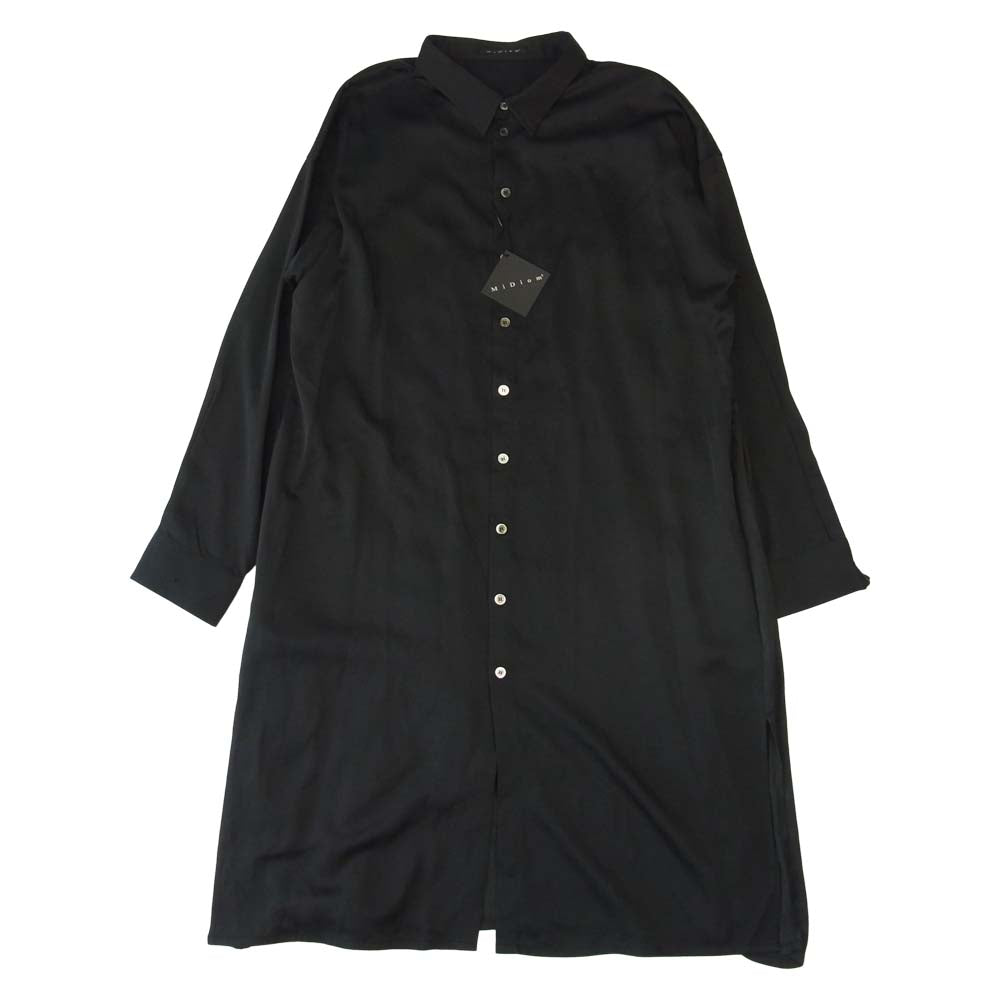 ミディオム 21AW 447050 Storm Shield Long Shirt シャドードット切替 レーヨン ロング シャツ ブラック系 M【新古品】【未使用】【中古】