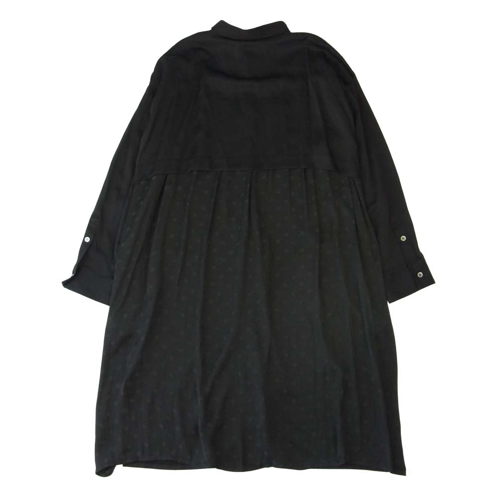 ミディオム 21AW 447050 Storm Shield Long Shirt シャドードット切替 レーヨン ロング シャツ ブラック系 M【新古品】【未使用】【中古】