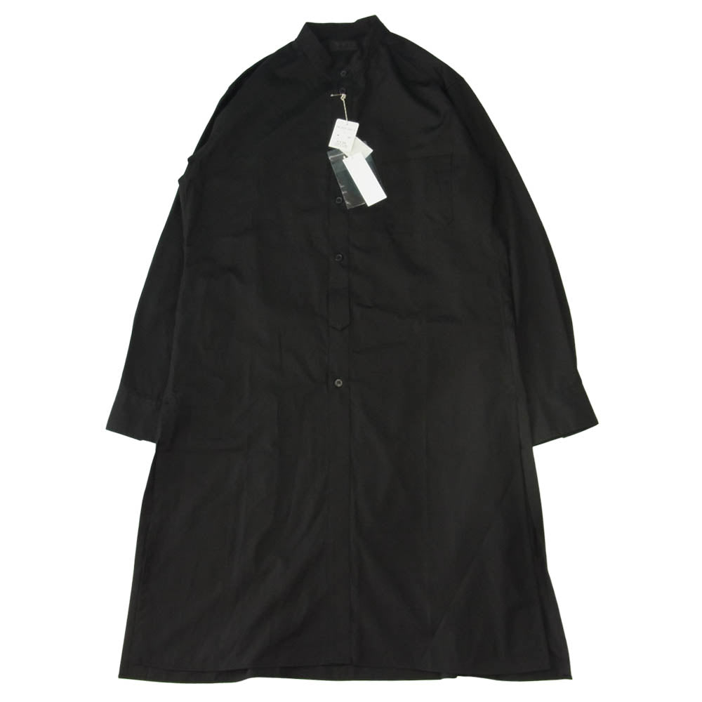 Yohji Yamamoto ヨウジヤマモト S'YTE UM-B49-080-2 100/2 Broad Stand Collar Long Shirt ブロード スタンドカラー ロング シャツ ブラック系 3【新古品】【未使用】【中古】