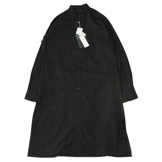 Yohji Yamamoto ヨウジヤマモト S'YTE UM-B49-080-2 100/2 Broad Stand Collar Long Shirt ブロード スタンドカラー ロング シャツ ブラック系 3【新古品】【未使用】【中古】