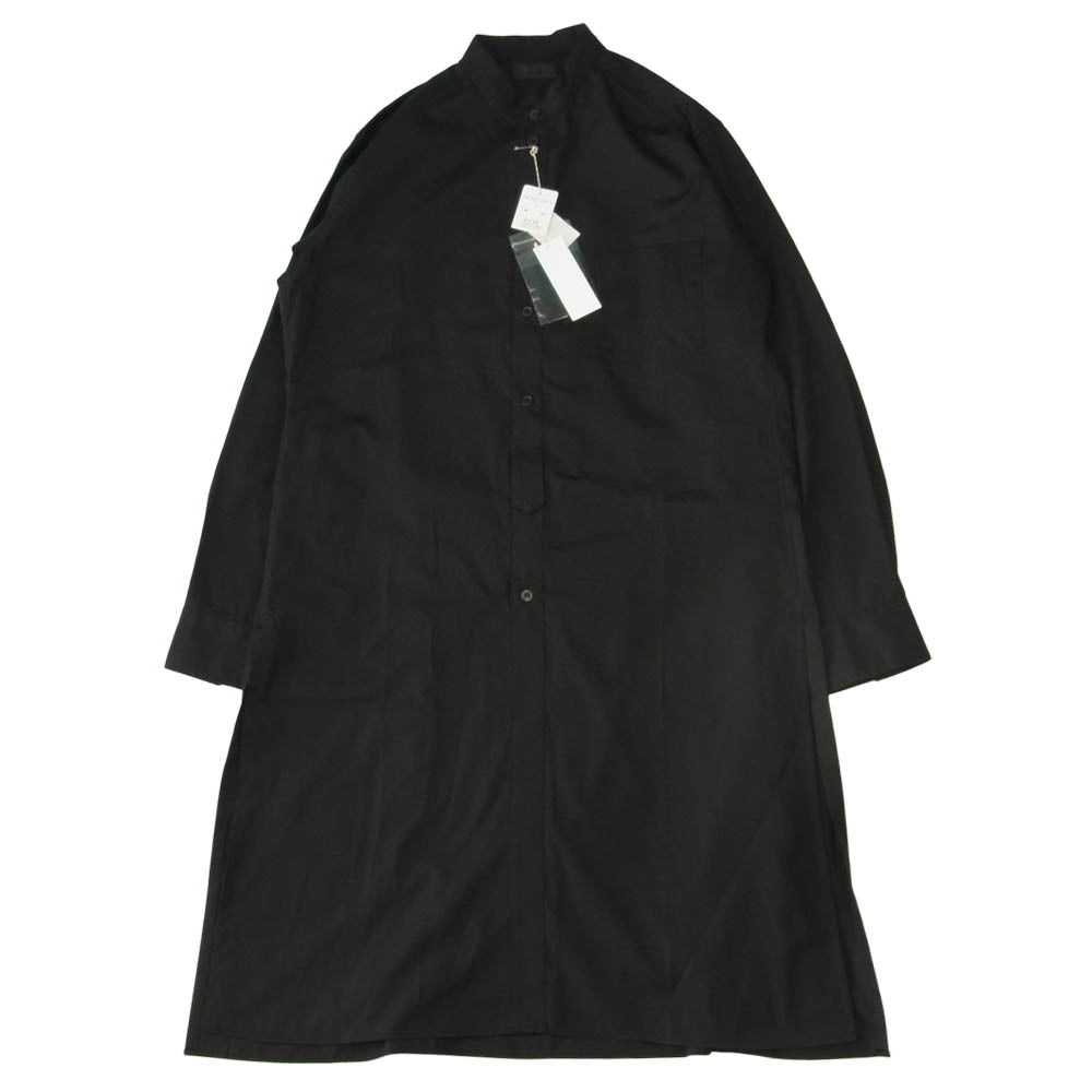 Yohji Yamamoto ヨウジヤマモト S'YTE UM-B49-080-2 100/2 Broad Stand Collar Long  Shirt ブロード スタンドカラー ロング シャツ ブラック系 3【新古品】【未使用】【中古】