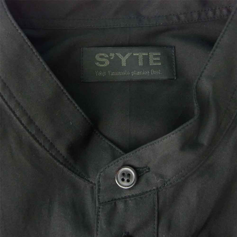 Yohji Yamamoto ヨウジヤマモト S'YTE UM-B49-080-2 100/2 Broad Stand Collar Long Shirt ブロード スタンドカラー ロング シャツ ブラック系 3【新古品】【未使用】【中古】