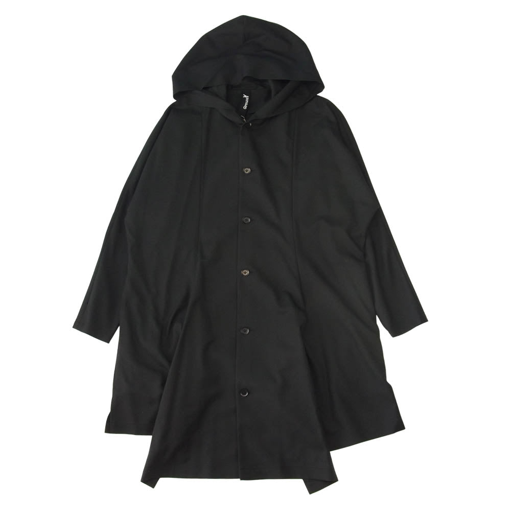 Yohji Yamamoto ヨウジヤマモト GroundY 21SS GT-D03-100-1 T/W Gabardine Drape Hood Cardigan TWギャバジン コート ブラック系 3【新古品】【未使用】【中古】