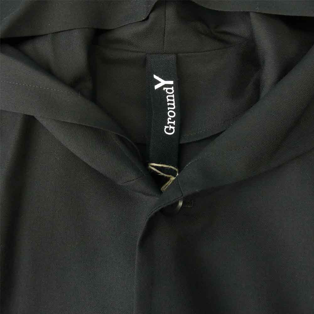 Yohji Yamamoto ヨウジヤマモト GroundY 21SS GT-D03-100-1 T/W Gabardine Drape Hood Cardigan TWギャバジン コート ブラック系 3【新古品】【未使用】【中古】
