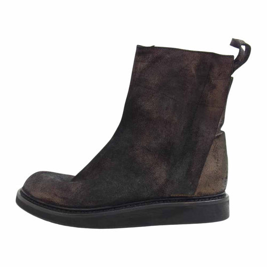 チンツィアアライア サイドジップ スエード レザー ブーツ ダークブラウン系 44 28.5cm【美品】【中古】