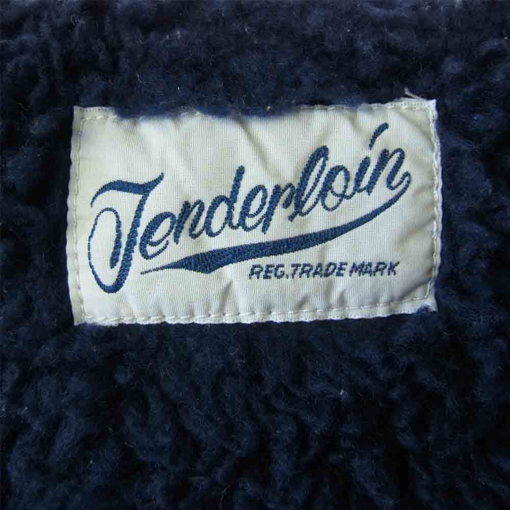 TENDERLOIN テンダーロイン T-VEST SO 裏ボア ストライプ ベスト ネイビー系 L【中古】