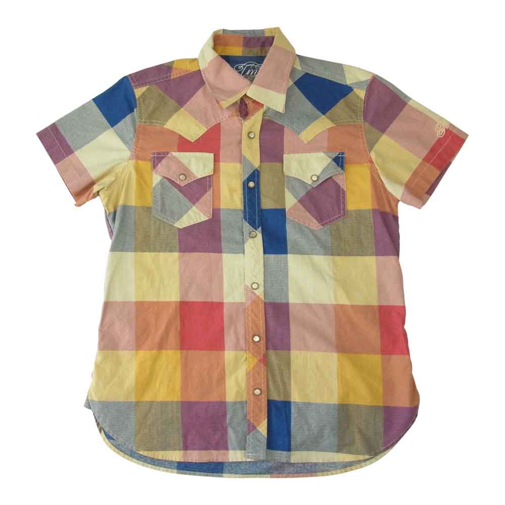 TMT ティーエムティー TSH-S1413 INDIGO CHECK SHIRTS 長袖 インディゴ チェック シャツ グリーン系 M【中古】
