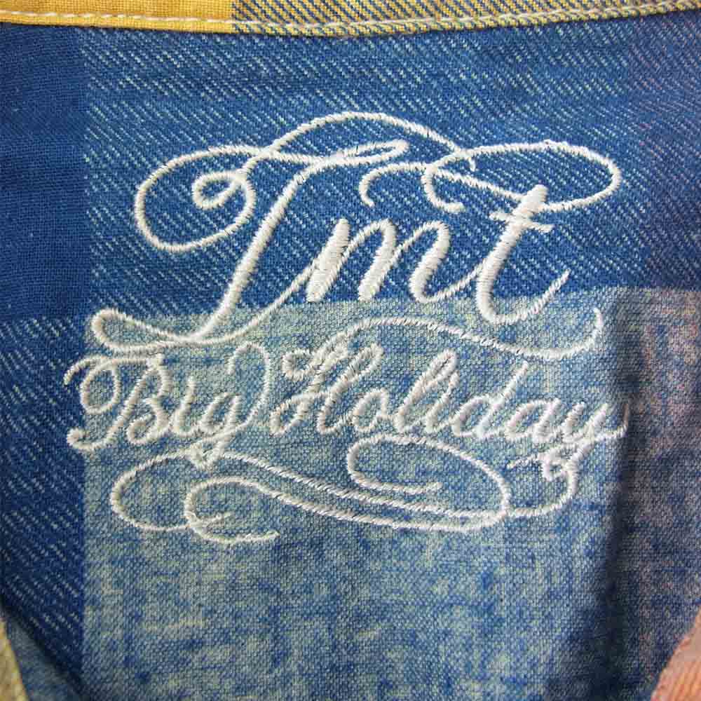 TMT ティーエムティー TSH-S1413 INDIGO CHECK SHIRTS 長袖 インディゴ チェック シャツ グリーン系 M【中古】
