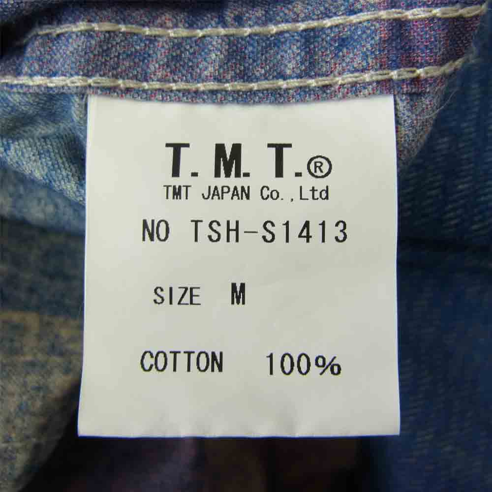 TMT ティーエムティー TSH-S1413 INDIGO CHECK SHIRTS 長袖 インディゴ チェック シャツ グリーン系 M【中古】