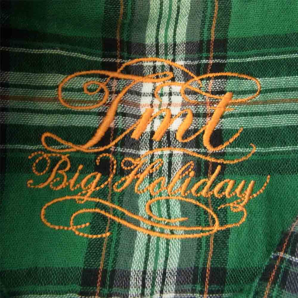 TMT ティーエムティー ダブルガーゼ チェック シャツ グリーン系 M【中古】