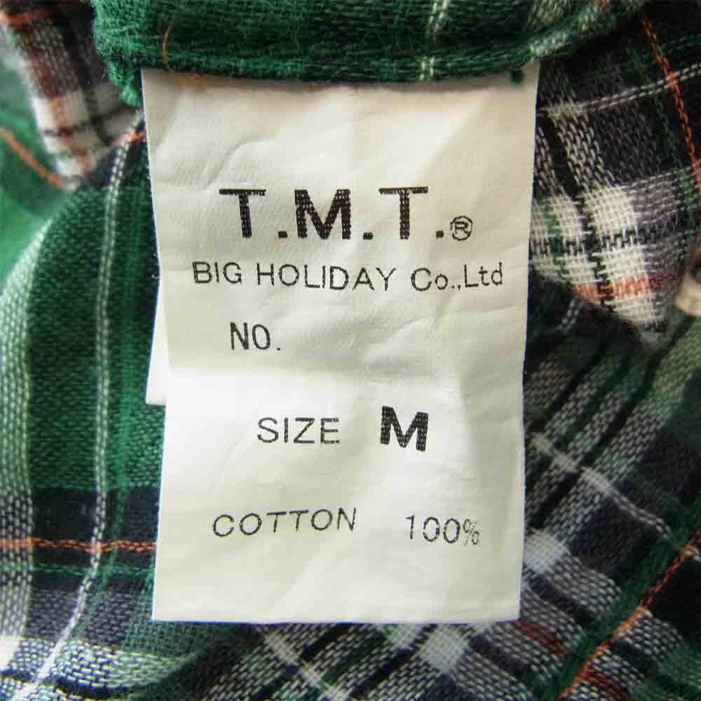 TMT ティーエムティー ダブルガーゼ チェック シャツ グリーン系 M【中古】