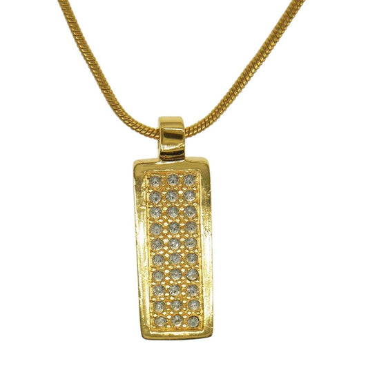 Dior ディオール CD トロッターロゴ ラインストーン ネックレス ゴールド系【中古】