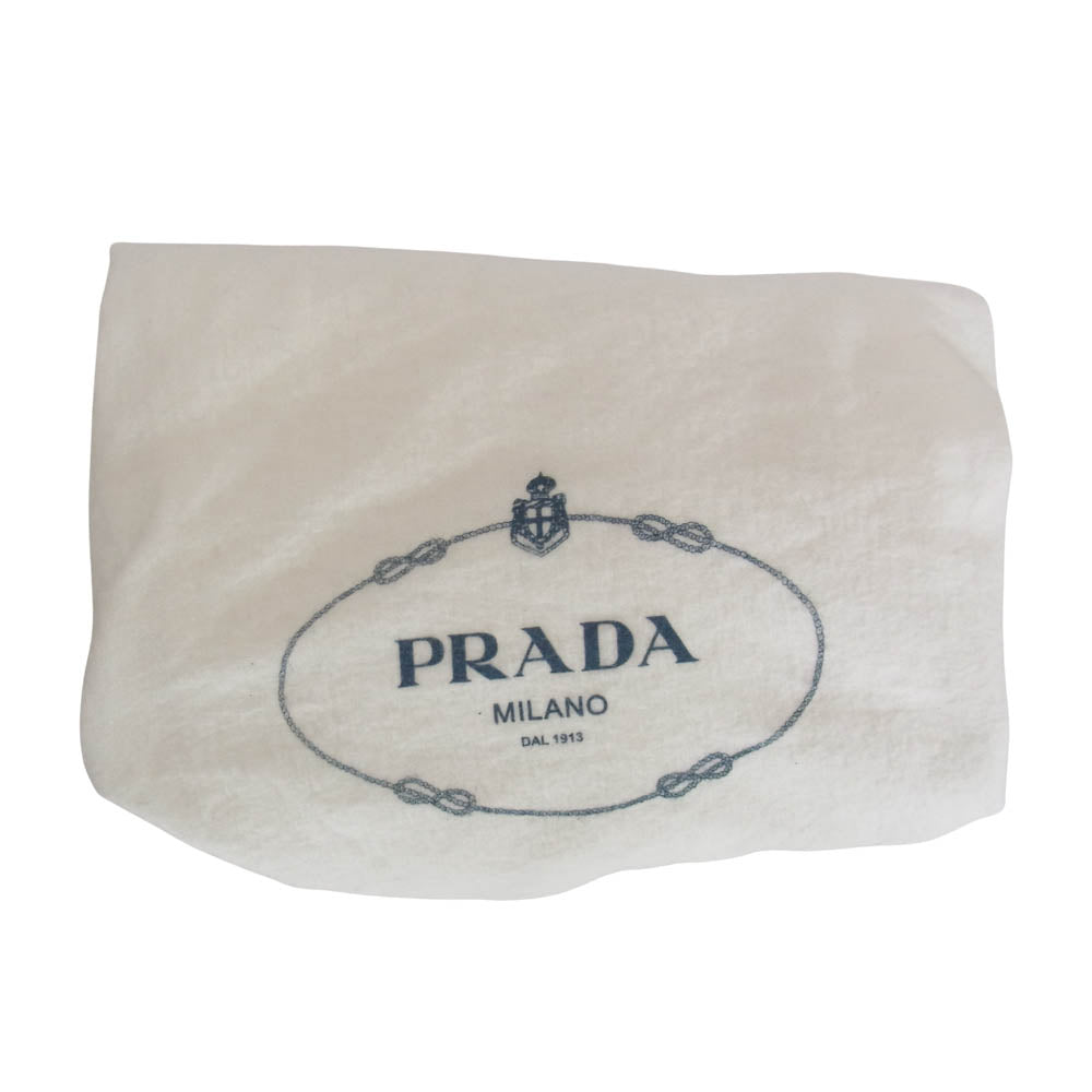 PRADA プラダ BN1336 ギャザー 2WAY バッグ ナッパーロゴ ゴールド金具 ブラック系【中古】