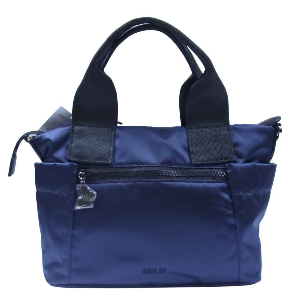 ANNA SUI アナスイ 312102 2way コンパクト ショルダー トート バッグ ネイビー系【新古品】【未使用】【中古】