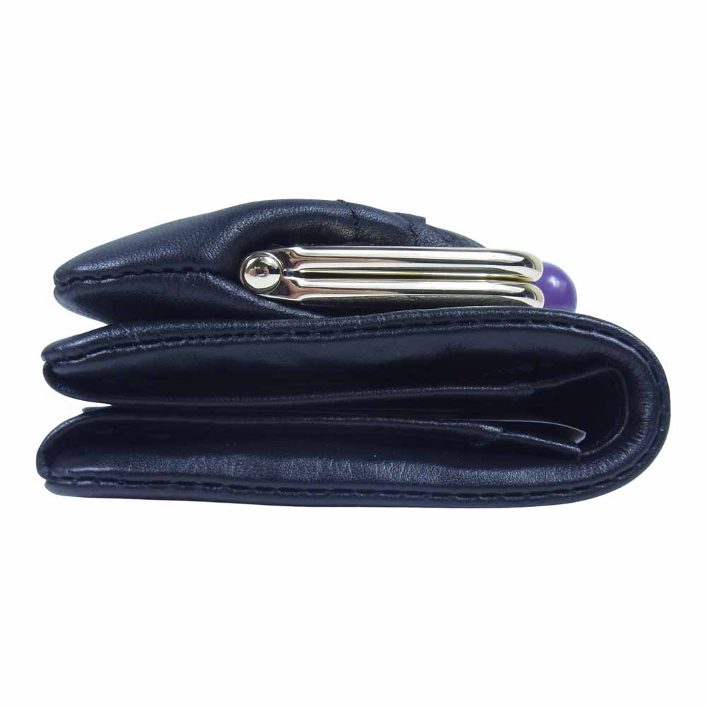 ANNA SUI アナスイ 315821 外口金 二つ折り 牛革 財布 ドール ブラック系【新古品】【未使用】【中古】