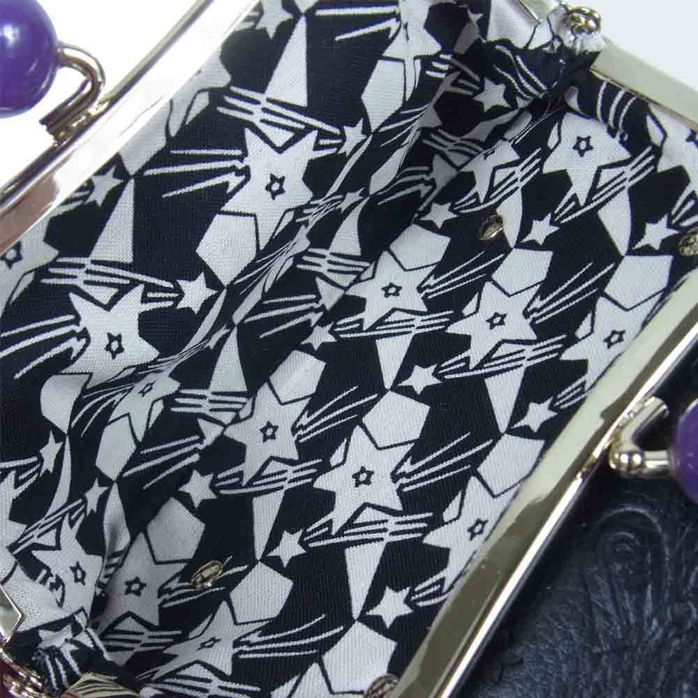 ANNA SUI アナスイ 315821 外口金 二つ折り 牛革 財布 ドール ブラック系【新古品】【未使用】【中古】