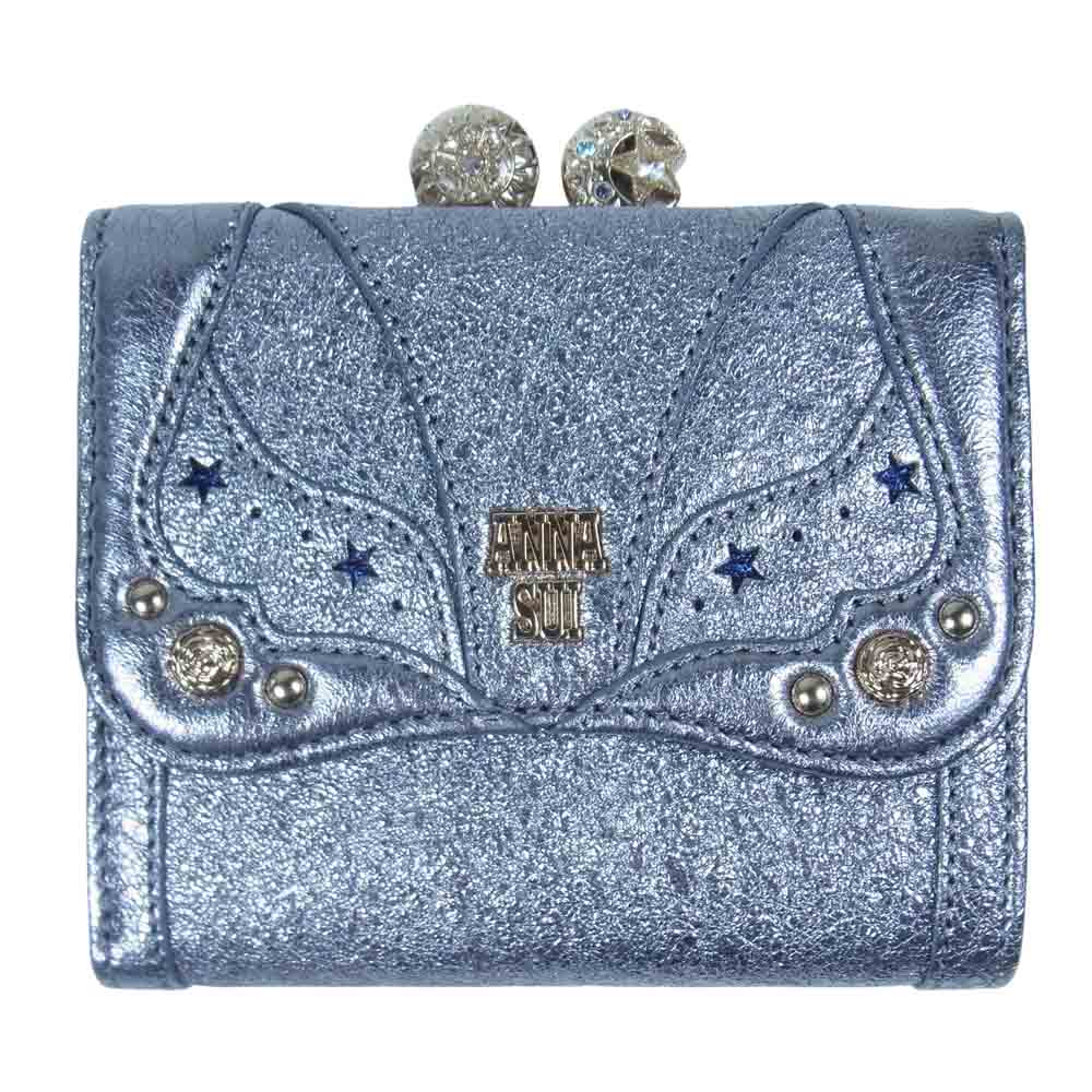 ANNA SUI アナスイ 315831 口金 二つ折り 財布 ソルーナ シルバー系【新古品】【未使用】【中古】
