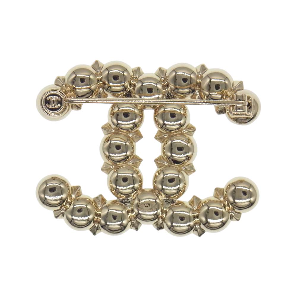CHANEL シャネル A21A ココマーク フェイクパール ブローチ ゴールド系【中古】