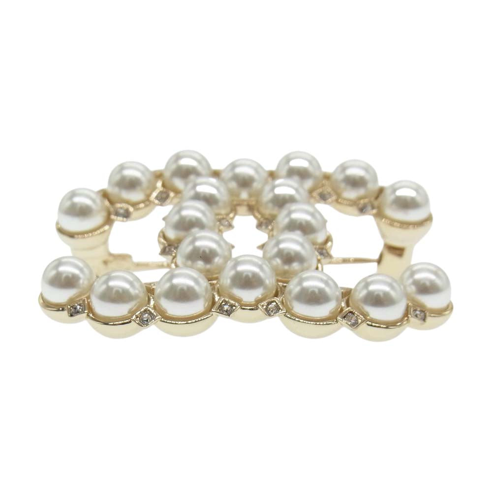 CHANEL シャネル A21A ココマーク フェイクパール ブローチ ゴールド系【中古】