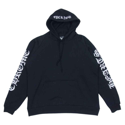 CHROME HEARTS クロムハーツ（原本無） FUCK YOU ホースシュープリント 裏サーマル プルオーバー パーカー ブラック系 M【中古】