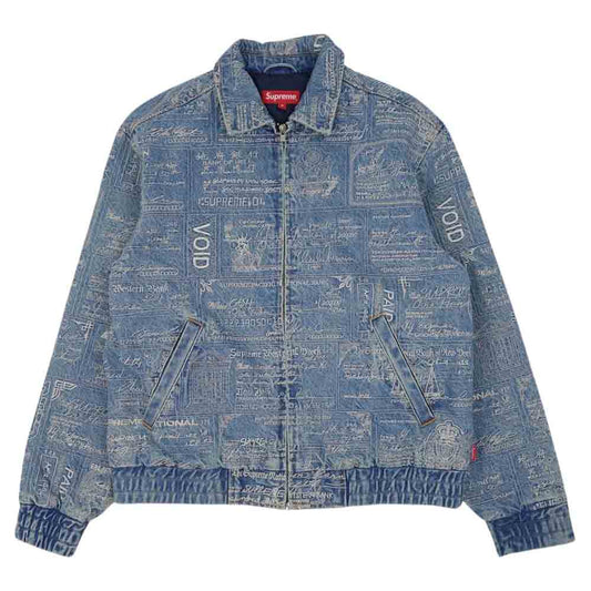 Supreme シュプリーム 20SS Checks Embroidered Denim Jacket 刺繍 デニム ジャケット ブルー系 S【美品】【中古】