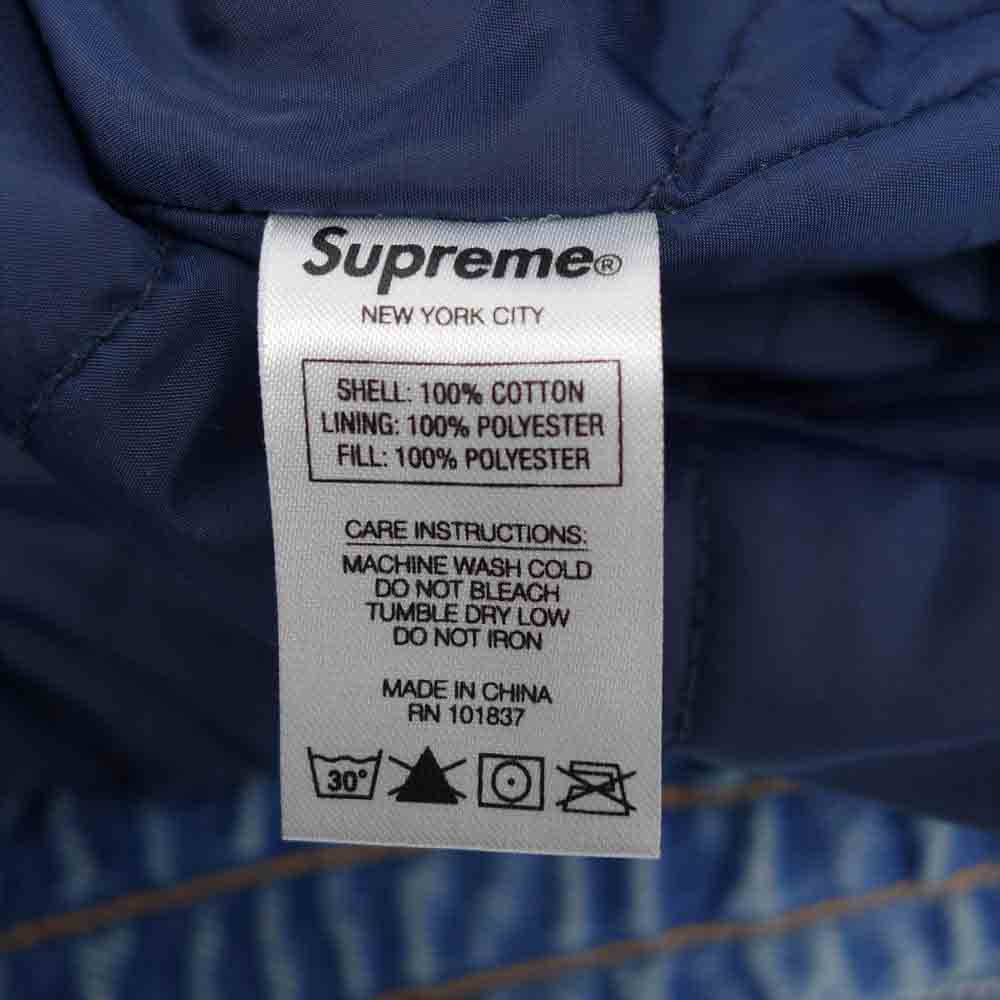 Supreme シュプリーム 20SS Checks Embroidered Denim Jacket 刺繍 デニム ジャケット ブルー系 S【美品】【中古】