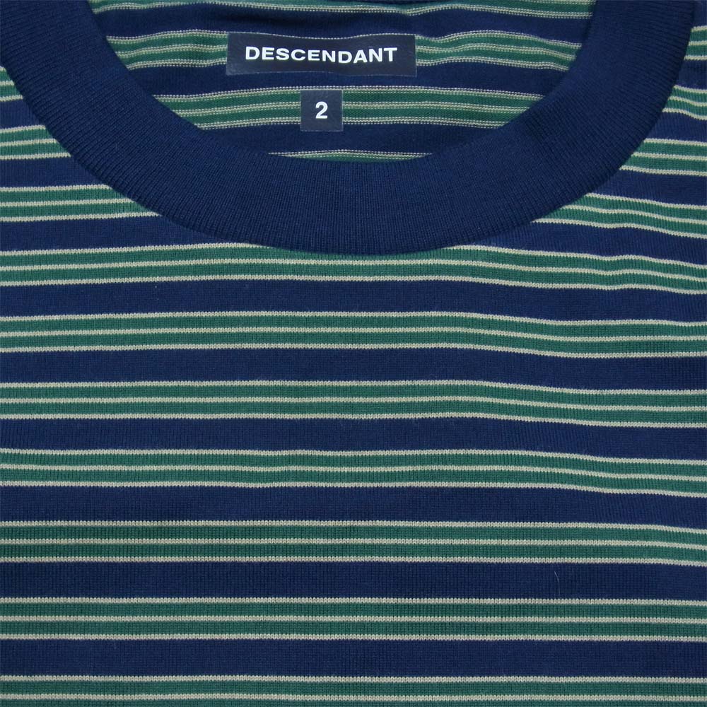 DESCENDANT ディセンダント 21AW 212ATDS-CSM28 SHENANIGANS BORDER LS ボーダー 長袖Tシャツ グリーン系 2【極上美品】【中古】