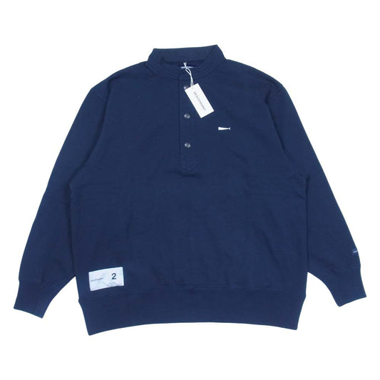 DESCENDANT ディセンダント 19SS 191ATDS-CSM33 VOIL HENLEY NECK SWEATSHIRT ヘンリーネック スウェット トレーナー ネイビー系 M【新古品】【未使用】【中古】