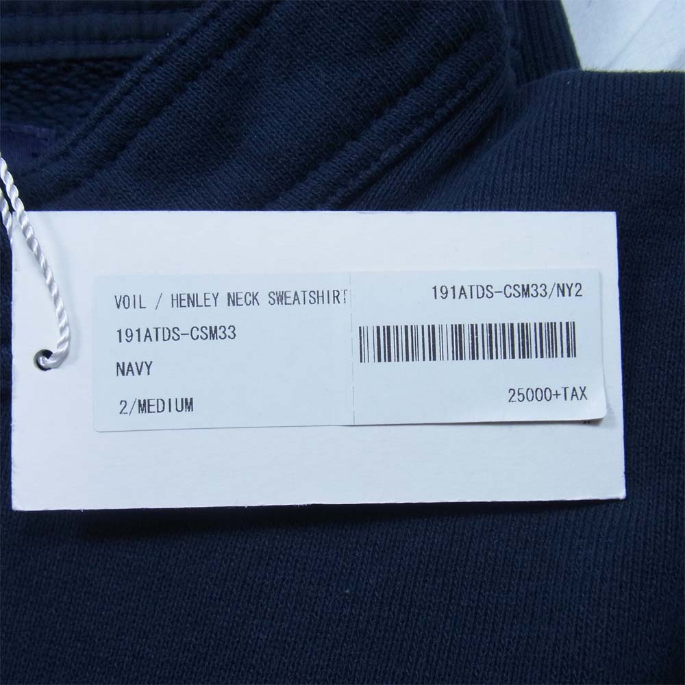 DESCENDANT ディセンダント 19SS 191ATDS-CSM33 VOIL HENLEY NECK SWEATSHIRT ヘンリーネック スウェット トレーナー ネイビー系 M【新古品】【未使用】【中古】