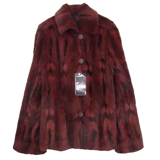 VALENTINO ヴァレンティノ FURS ハムスター ファー 裏地シルク100％ リバーシブル ジャケット 毛皮 エンジ系 F【新古品】【未使用】【中古】