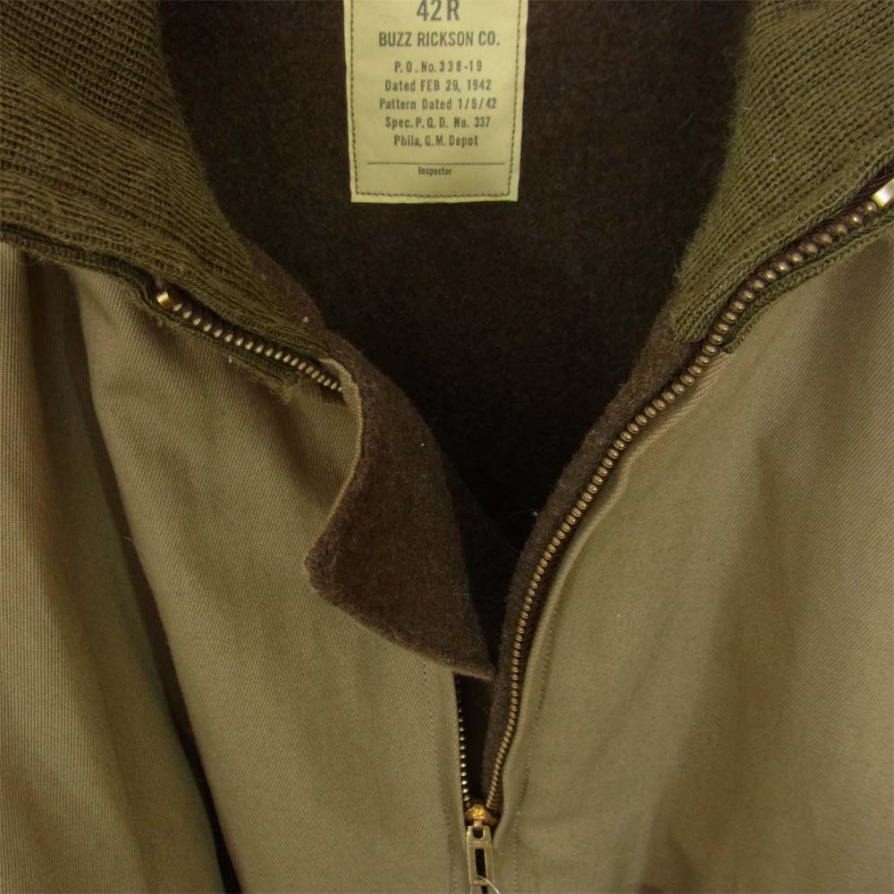 Buzz Rickson's バズリクソンズ BR10994 TANK SLASH POCKET タンカース フライト ジャケット カーキ系 42R【中古】