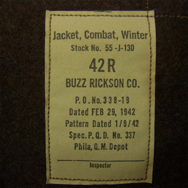 Buzz Rickson's バズリクソンズ BR10994 TANK SLASH POCKET タンカース フライト ジャケット カーキ系 42R【中古】